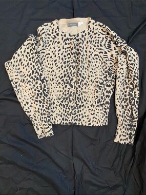 Rae Feather Leopard Print Button-Up Cardigan - Beige/Black